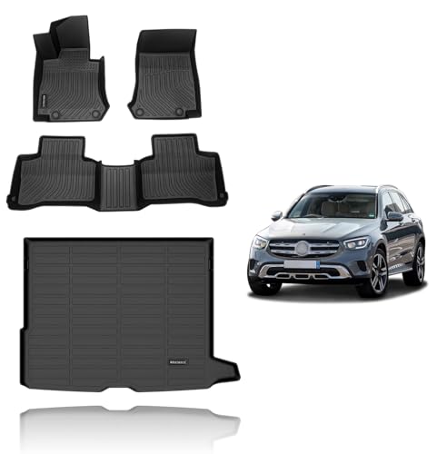 KELCSEECS Floor Mats & Cargo Liner Custom for Benz GLC 250 | 300 | 350e 2022-2016 (Not for Coupe) Car Mats Automotive Cargo Mat Floor Liners Trunk Mat GLC All Weather Trunk Liner