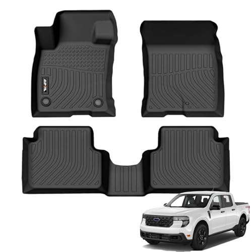 AIPOIL Floor Mats for 2022-2025 Ford Maverick (Not for Hybrid) Fits 1st & 2nd Row TPE All Weather Anti-Slip Floor Liners Full Set Custom Car Mats Accessories, Black