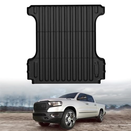 LASFIT 5FT7 Truck Bed Mat for Ram 1500/1500 RHO 2019-2026 & RAM 1500 Classic 2019-2024 Short Bed (5.7 FT / 67.4inches) Not for Rambox, All Weather Custom Fit Truck Cargo Bed Liner, Black