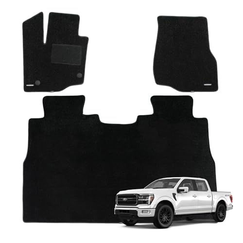 WENNEBIRD Superior Carpet Floor Mats for 2015-2025 Ford F-150 SuperCrew Cab (Excludes Under-Seat Fold-Flat Storage), 0.5-Inch Ultra-Thick, Noise-Reducing, All-Weather Waterproof Anti-Slip  3-Pc Set
