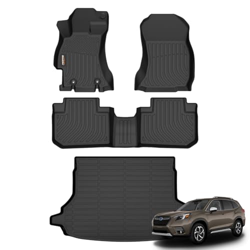 Binmotor-Floor Mats Cargo Liner Set for Subaru Forester 2014-2018, All Weather TPE Car Floor Mats for Subaru Forester Accessories Custom Fit Vehicle Mats