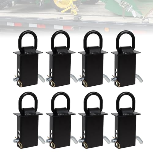 Trailer Stake Pocket D Ring 16200lbs Heavy Duty Removable Adjustable D-Ring Stake Pocket Tie Downs for Utility Trailers, Flatbed Trucks w/ 1/2" Hitch Pin (Black, 8PCS)