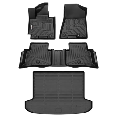 GINOWY-Floor Mats & Cargo Liner for Hyundai Tucson 2016-2021, TPE Rubber All Weather Car Mats for Tucson 2021 Non-Slip Trunk Mat Floor Liners Waterproof Custom Fit Tuscon Accessories Mats-Black