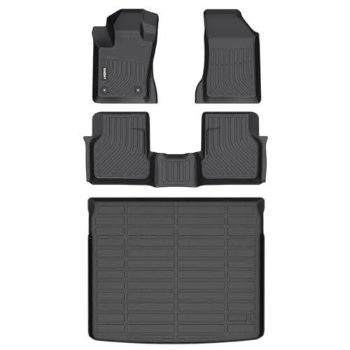 GINOWY- Floor Mats & Cargo Liner for Dodge Hornet 2023 2024 2025 GT/GT Plus & R/T Plug-in Hybrid, TPE All Weather Protection 2024 Hornet Car Mats, Non-Slip Trunk Mat Waterproof Floor Liners Black
