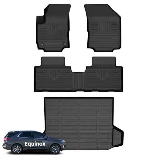 Wayhigh-All Weather Floor Mats & Cargo Liner Set for 2018-2024 GMC Terrain/Chevy Equinox(Not for Equinox EV),Custom Fit TPE Heavy Duty Car Mats Equinox Accessories