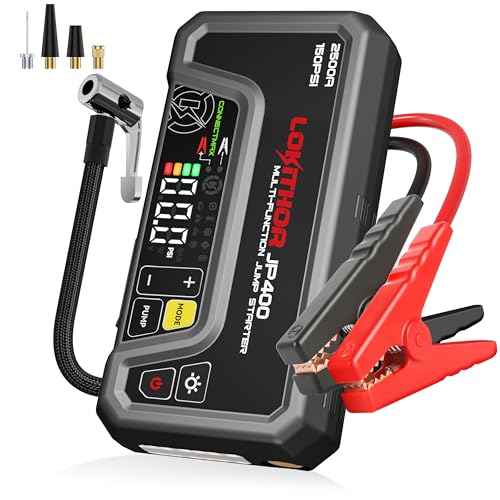 JP400 Jump Starter with Air Compressor, 2500A 12V Car Battery Jumper Starter Portable (8.5L Gas/6.5L Diesel) with ConnectMax Tech, 150PSI Tire Inflator, Auto-Shutoff & Dynamic Dwell