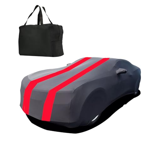 Indoor Car Cover Compatible with Chevrolet Chevy Camaro (2010-2024) Custom-fit Breathable Dust-Proof Stretch Car Cover for Underground Garage, Car Show (Black+Red)