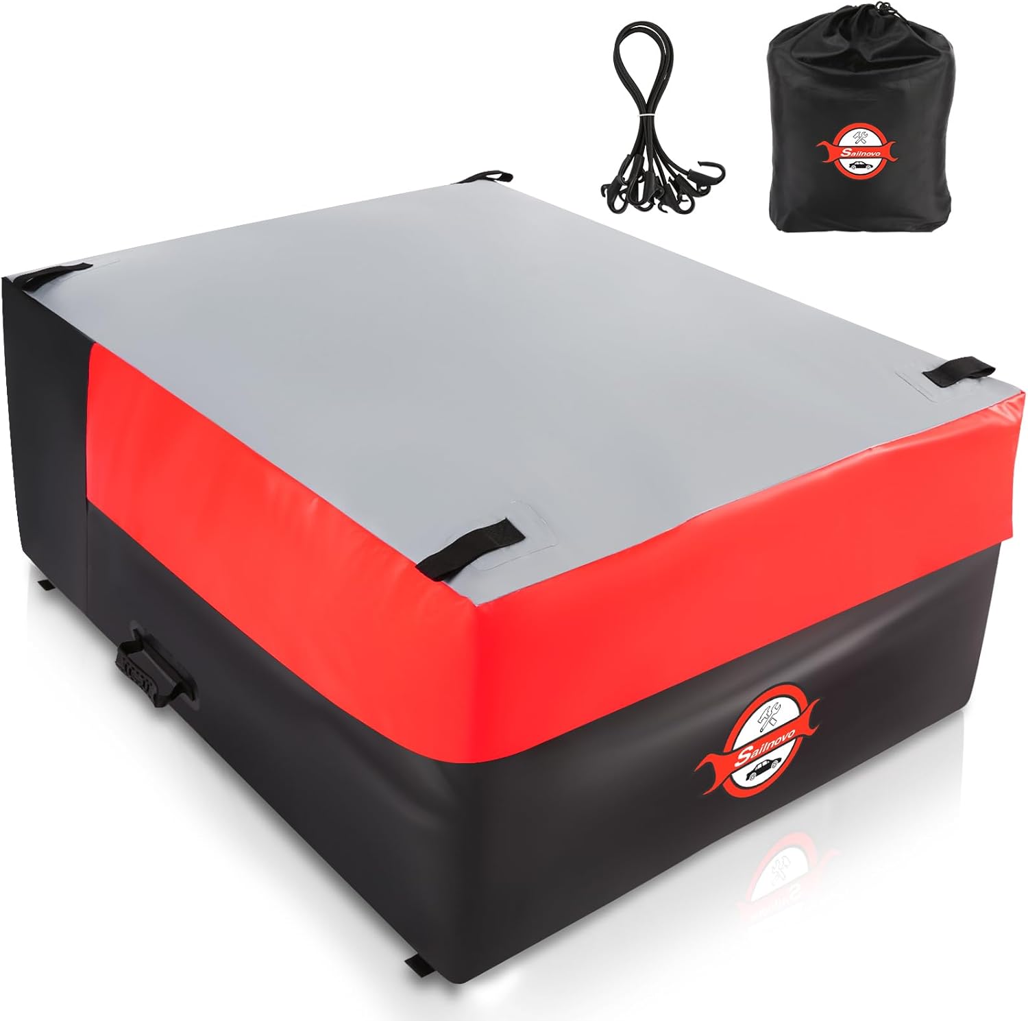Sailnovo Truck Bed Bag, 26 Cubic ft 100% Waterproof Fits Any Truck Size, Heavy Duty Truck Cargo Bag PVC Water Resistant with 4 Stretch Cord, Packing Bag (50''x40''x22'') Red