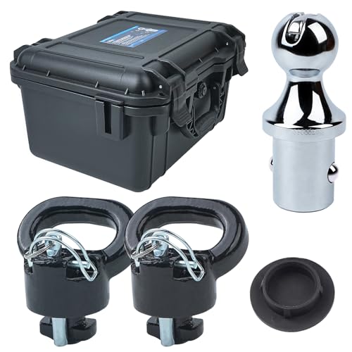 60618 Upgraded 38k Puck System Gooseneck Hitch Ball Kit with Case for 2013-2025 Dodge Ram 2500 3500, 2-5/16 in Hitch Ball for Truck Bed with 2 Gooseneck Safety Chain Anchors