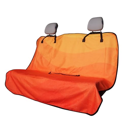 Back Seat Cover for Car Trucks Van SUV,Waterproof Rear Bench Towel Seat Covers for Dogs and Kids,Automotive Backseat Protector (Orange)