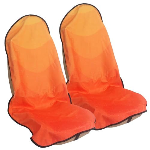 Car Seat Cover Protector Front Seats,for Gym Workout,Running,Swimming,Beach and Hiking,Waterproof Sweat Towel Bucket Seat Covers for Cars SUV Trucks (Orange, 2Pcs)