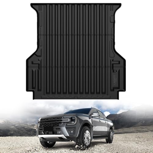 LASFIT Truck Bed Mat for Ford Ranger (5FT, 59.6" Bed) 2025 2024 All Weather Protector TPE Car Bed Floor Liner - 1PC Black