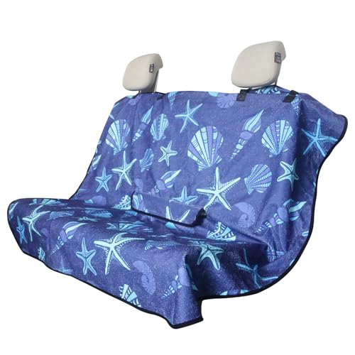 Back Seat Cover for Car Trucks Van SUV,Waterproof Rear Bench Towel Seat Covers for Dogs and Kids,Automotive Backseat Protector (Conch Shells Starfish)
