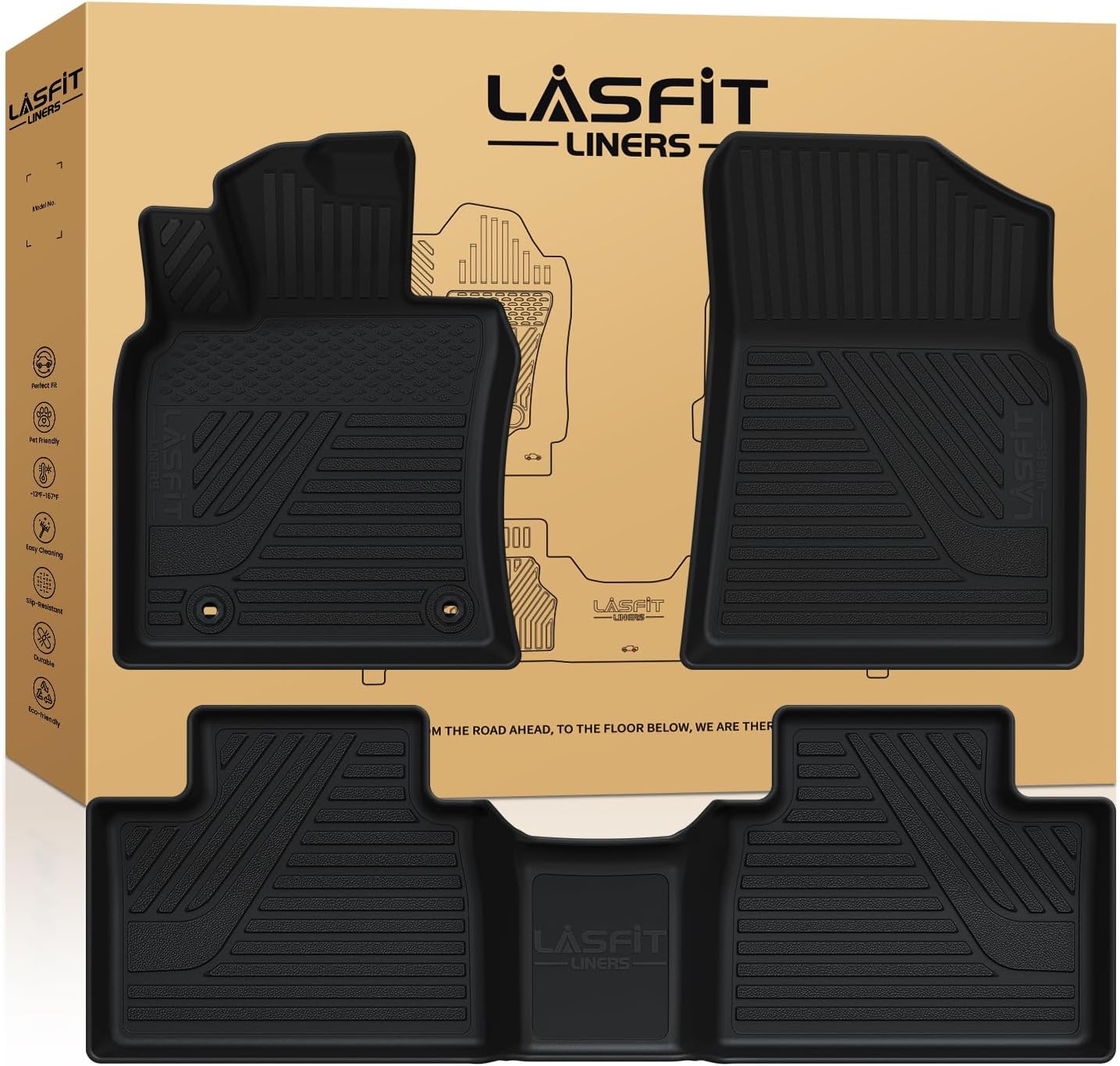 LASFIT Floor Mats for Toyota Camry 2025-2026 Hybrid/LE/SE/XSE/XLE, All Weather Custom Fit TPE Floor Liner for Camry 2025 Front & Rear 2 Row Car Mats,Black.