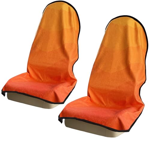 Car Seat Covers 2pcs Waterproof Towel Car Seat Cover Universal Fit for Most Trucks SUV Fitness Athletes Pets Gym and Water Sport,(Orange)