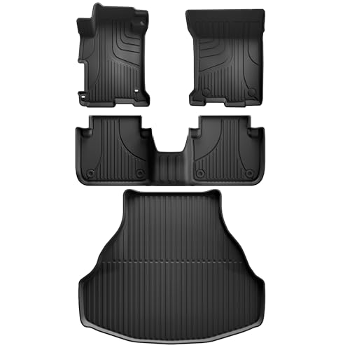 All Weather Floor Mats Compatible with Honda Accord 2017 2016 2015 2014 2013 (Not for Hybrid), AOMSAZTO Cargo Liner for 9th Gen Accord Sedans 1st & 2nd Row Floor Liners & Cargo Mat Trunk Mat, Black
