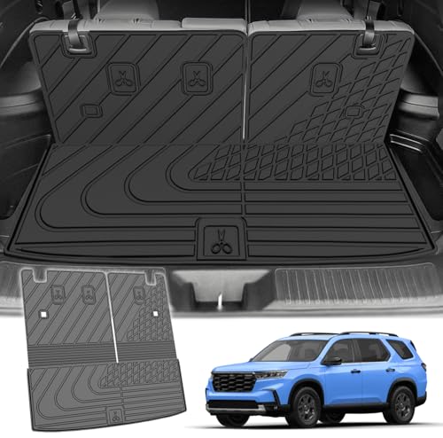 AOMSAZTO Cargo Mat for Honda Pilot 2023 2024 2025: AOMSAZTO All Weather TPE Pilot Cargo Liner Trunk Mat with Backrest Mat Pilot Accessories, Black