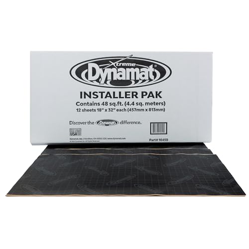 Dynamat Xtreme Sound Deadening Car Insulation Installer Pack  Noise Dampening for Floor, Doors, Panels, Hood or Trunk  Easy Self Adhesive Install  Made in USA  12 18x32 Sheets, 48 sq ft Total