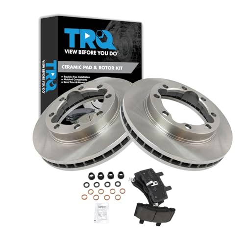 TRQ Front Brake Pad & Rotor Kit Brake Pads Brake Rotor Ceramic Compatible with 1994-1996 Chevrolet K3500 1994-1999 Dodge Ram 2500 GMC