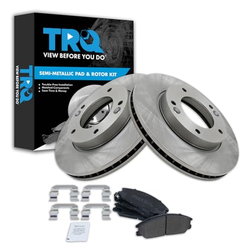 TRQ Front Brake Pad & Rotor Kit Brake Pads Brake Rotor Semi-Metallic Compatible with 2007-2009 Kia Sorento