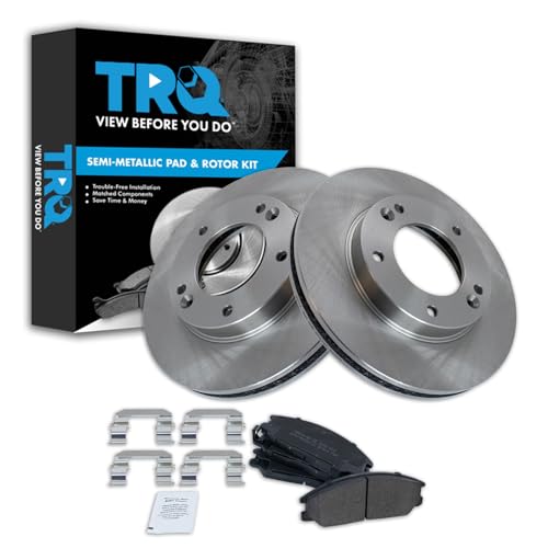 TRQ Front Brake Pad & Rotor Kit Semi‑Metallic (Premium)