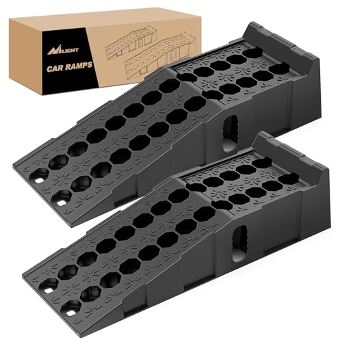 Nilight Car Ramps, 6.7" Lift Heavy Duty Truck Ramps Portable Vehicle Service Ramp for Home Garage Maintenance, 16,000lb. GVW Capacity Per Pair