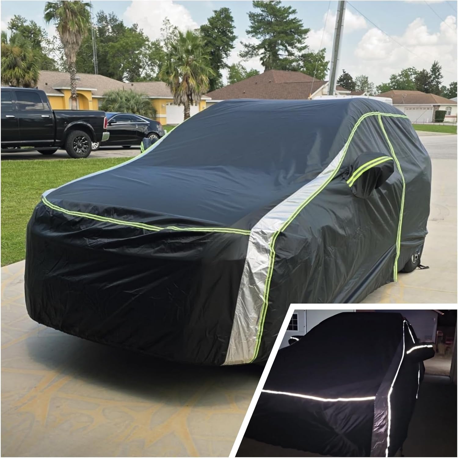 Cartist 420D Car Cover Fits for Honda Pilot 2003-2025 2026,All Weather Waterproof Car Covers for Pilot Accessories with Zipper Door & Reflective Safety Strips,Sun Rain Snow Dust Uv Protection