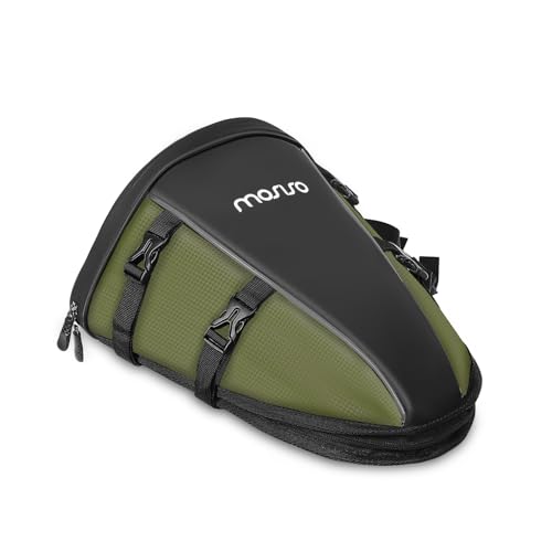 MOSISO Motorcycle Tail Bag Multifunctional Waterproof Polyester Storage Saddle Bag, 10L Outdoor Sports Motorbike Rear Seat Light Tank Handbag Tool Carry Pouch with Shoulder Strap, Army Green