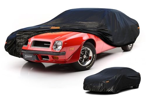 Kayme 7 Layers Car Cover Waterproof All Weather, Universal Fit for Pontiac Firebird, Trans AM, Dodge Challenger, Ford Thunderbird Outdoor Full Cover Rain Sun Protection (194-208 inch).