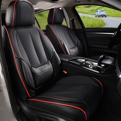 Coverado Seat Covers, Car Seat Covers Front Seats, Car Seat Cover, Car Seat Protector Waterproof, Car Seat Cushion Nappa Leather, Black Seat Covers Carseat Cover Universal Fit for Most Cars