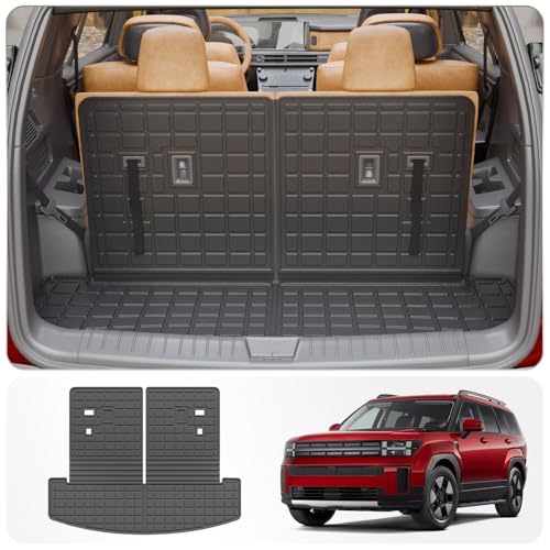 Cargo Mat Compatible with 2024 2025 2026 Hyundai Santa Fe Trunk Liner Cargo Liner TPE All Weather Back Seat Cover Protector Santa Fe Accessories (2024-2026,Trunk Mat with Backrest Mat)