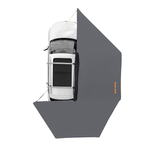 Sanhima 270 Awning Free Standing Built-in LED Light, 118.40 ft2 Shelter Car Side Waterproof UV50+ Wind Resistant, Passenger Side, 270 Degree Vehicle Awning for SUV Van Truck
