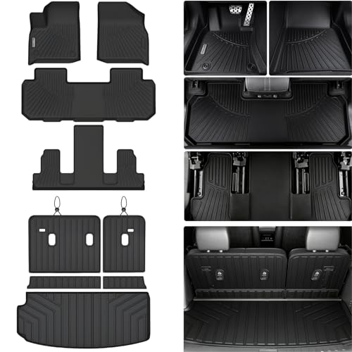 Floor Mat for 2024 2025 2026 Chevrolet Traverse 7 Seats(2 Row Bucket Seat),Full Set with Cargo Mat & Backrest Mat,Custom TPE All Weather Protection Full Coverage Trunk Liner & Floor Liner Accessories