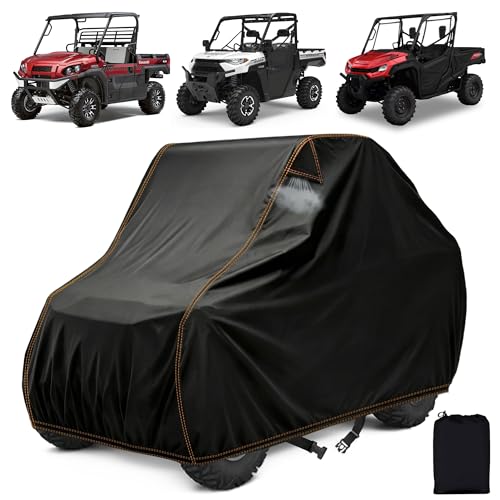 QYMOTO Universal UTV Covers 2-3 Seater, Side by Side UTV Cover Windproof Waterproof Outdoor Indoor Protection for Polaris Ranger,RZR/Can Am Maverick X3/Hisun Axis/CF Moto Uforce/Pioneer 700/Mule