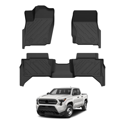 Floor Mats for Toyota Tacoma 2024 2025 2026 Double Cab (Not fit Hybrid) All Weather Floor Mat for Tacoma Accessories Heavy Duty TPE Floor Liners (Automatic Transmission)