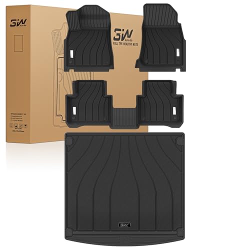 3W Floor mats &Cargo Liner for Porsche Cayenne 2019-2024 2025, TPE All Weather Custom Fit Floor Liner for Porsche Cayenne Full Set Car Mats, Black