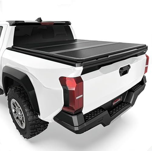 FRP Hard Tri-fold Truck Bed Tonneau Cover Compatible with 2016-2025 Toyota Tacoma Double Cab(Excl. Trail Edition) 5 Ft Bed w/OE Track System, Waterproof