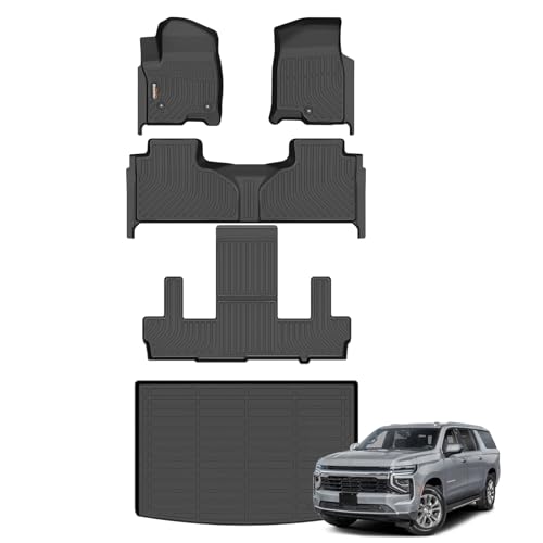 Binmotor-Floor Mats & Cargo Liner for Chevy Suburban 2021-2025GMC Yukon XL 2021-2025 (with 2nd Row Bucket Seat), 7 Passenger, All Weather Car Floor Mats Accessories for GMC Yukon XL