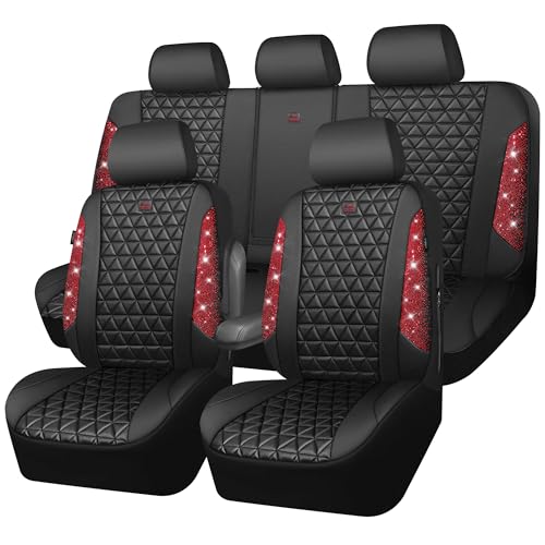 CAR PASS Bling Diamond Black Red Seat Covers