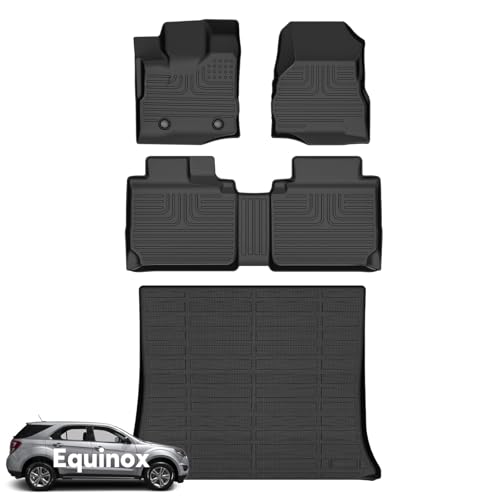 Wayhigh-for 2012-2017 Chevrolet Chevy Equinox/GMC Terrain 2012-2017 All Weather Floor Mats and Cargo Liner Set TPE Car Mats Waterproof Anti-Slip Rubber Floor Liners Equinox Accessories