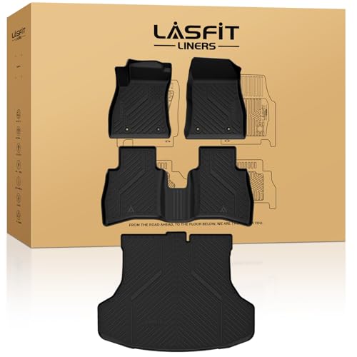 LASFIT Floor Mats & Cargo Mat for Nissan Sentra 2014-2019, Custom Fit TPE All Weather Easy Clean Durable No-Curling Floor Liners for Sentra 2019 2018 2017 2016-2014 Car Mats & Trunk Mat, Black