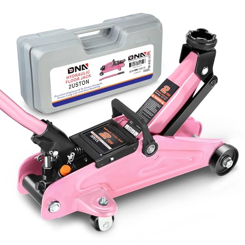 DNA Motoring Low Profile Hydraulic Trolley Service/Floor Jack, 2 Ton (4000 lbs) Capacity, Lifting Range 5.1"-13", Pink, TOOLS-00474-PK