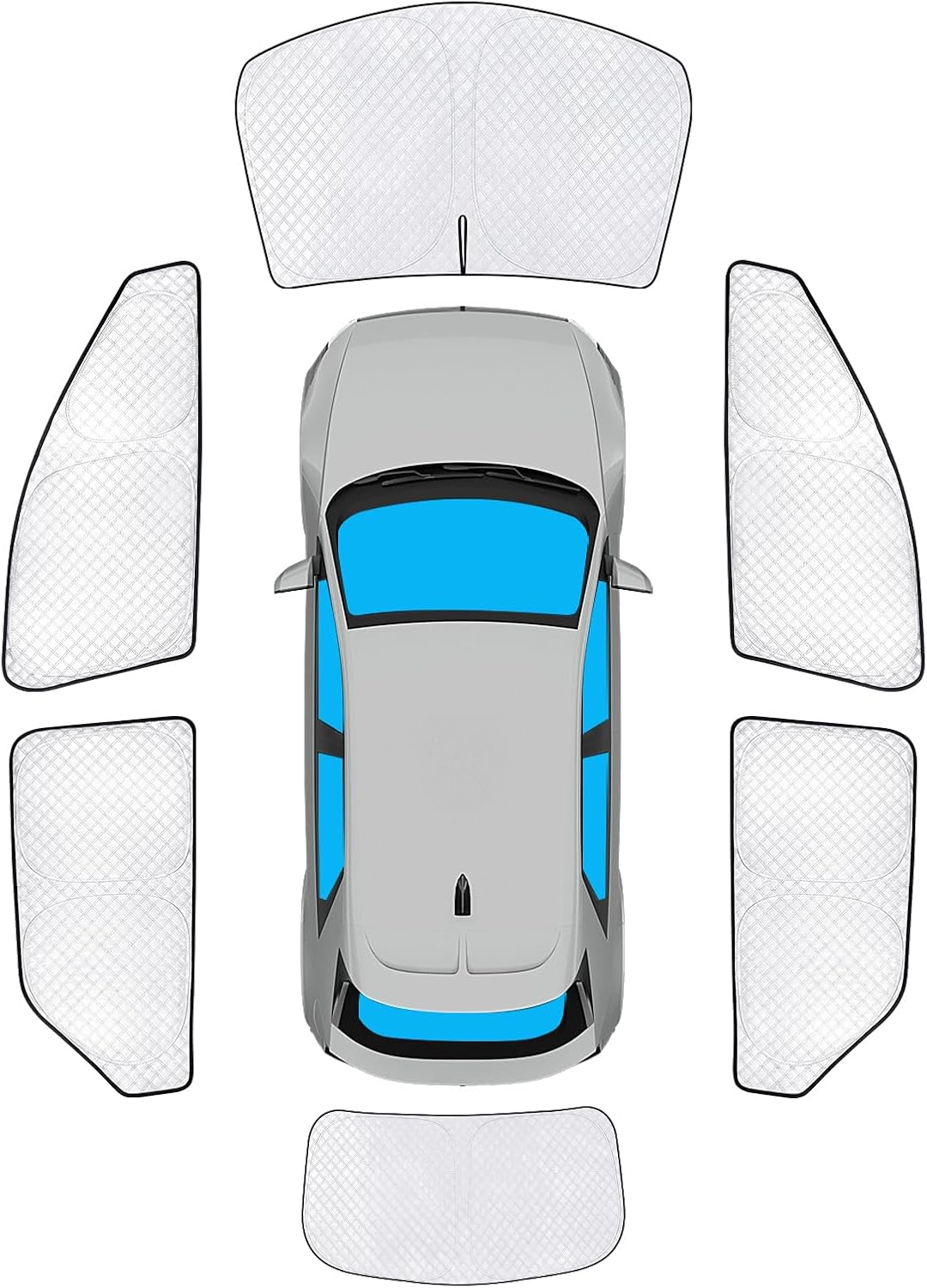 KMF 6pcs Full Window Sun Shades Custom Fit for Hyundai Ioniq 5 Accessories 2022-2025, Privacy Car Window Covers Sunshade for Windshield Side Rear, Sun Visor UV Block and Blackout for Camping Outdoor