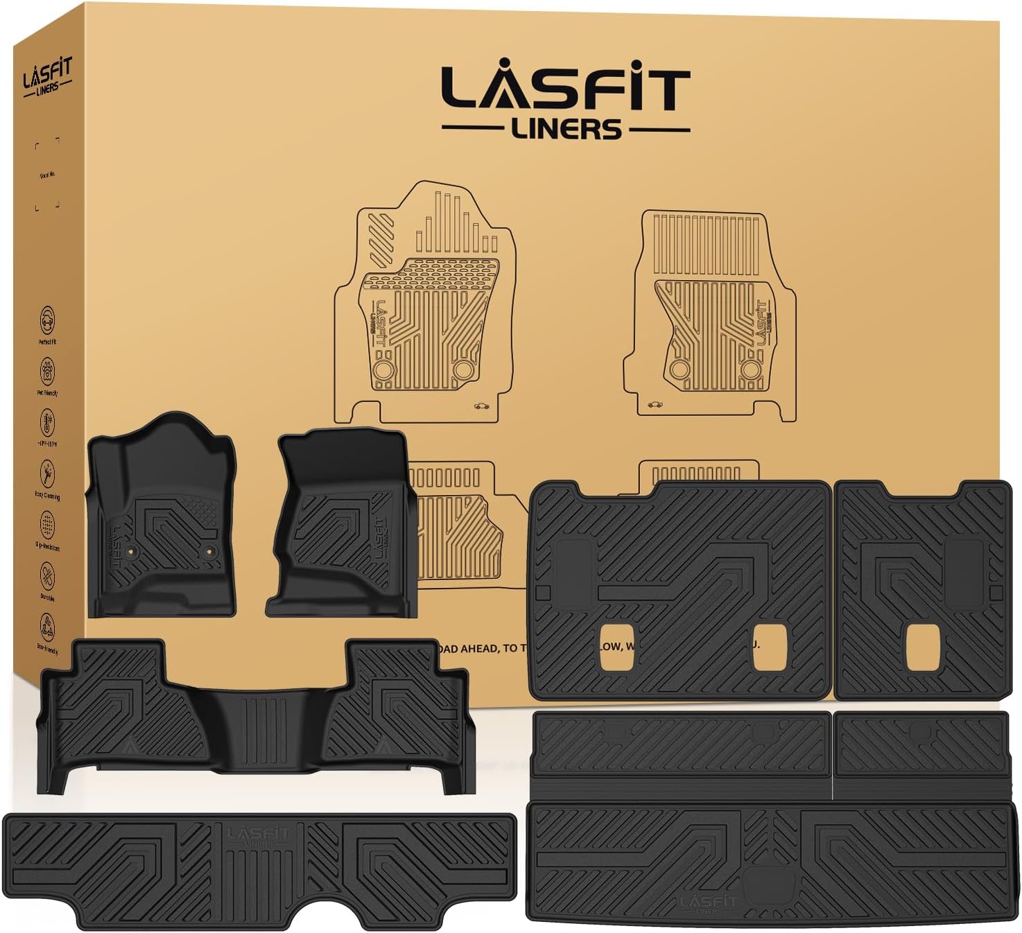 LASFIT Floor Mats & Cargo Liner for Chevy Tahoe/GMC Yukon