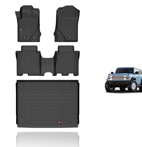 KELCSEECS Floor Mats & Cargo Liner for 2021 2022 2023 2024 2025 Ford Bronco(Not Sport) 4 Door All Weather Car Mats Floor Liners Trunk Mat Cargo Mat Ford Bronco Floor Mats Trunk Liner Accessories