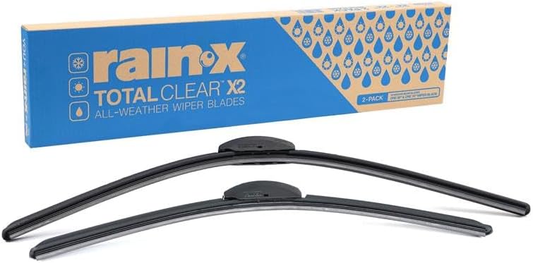 Rain-X 810333 Total Clear Beam Wiper Blades 24" & 20" Windshield Wipers for All-Weather Performance, Rubber Squeegee for Smooth Clean Wipe & Quiet Operation - 2 Pack Value