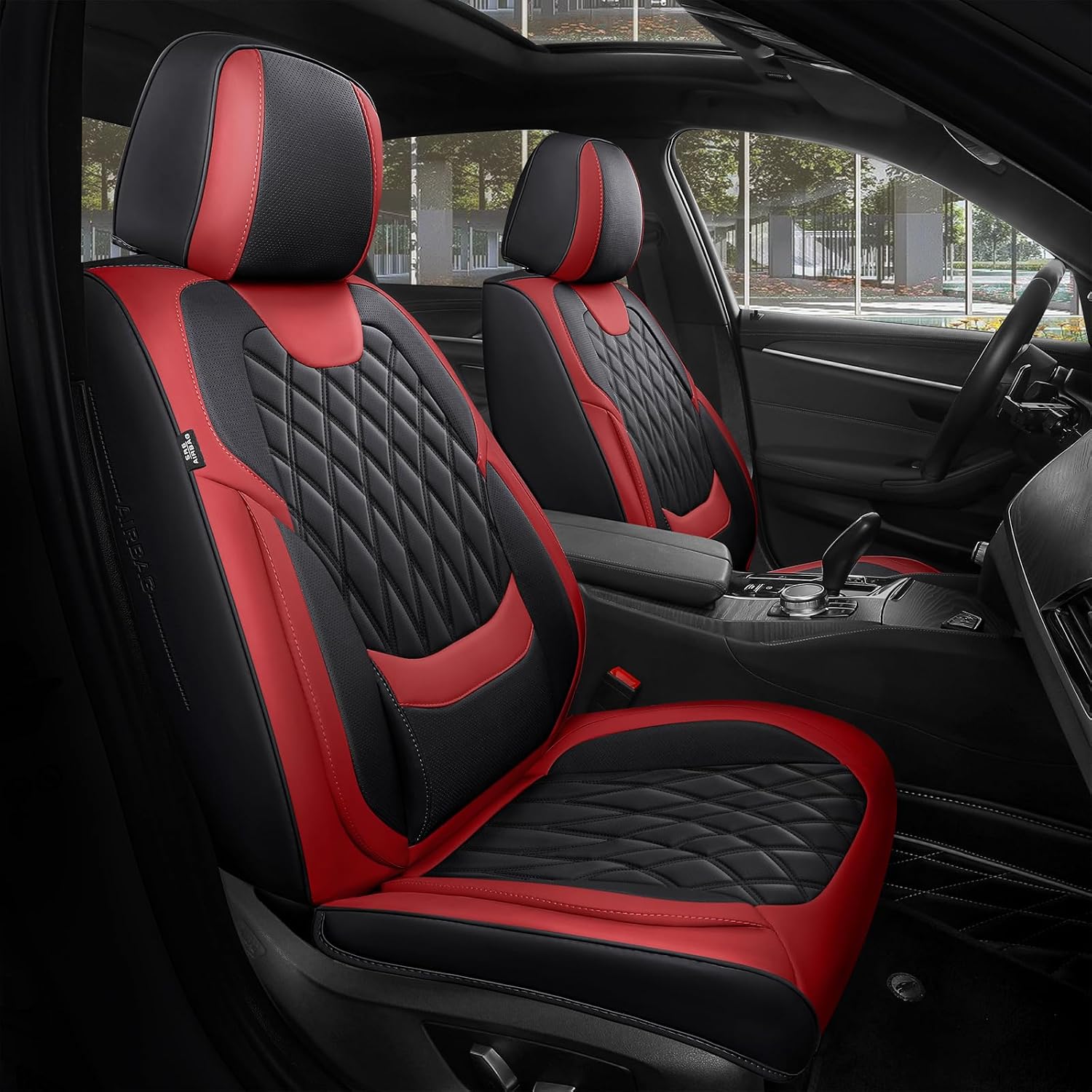 FREESOO Front Seat Covers (Black Red)