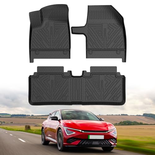 Mixsuper Floor Mats for Kia EV6 2024 2023 2022, Floor Liners for EV6 Accessories All Weather Floor Liners 1st and 2nd Row Set Black