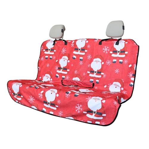 Back Seat Cover for Car Trucks Van SUV,Waterproof Rear Bench Towel Seat Covers for Dogs and Kids,Automotive Backseat Protector (Santa Claus)