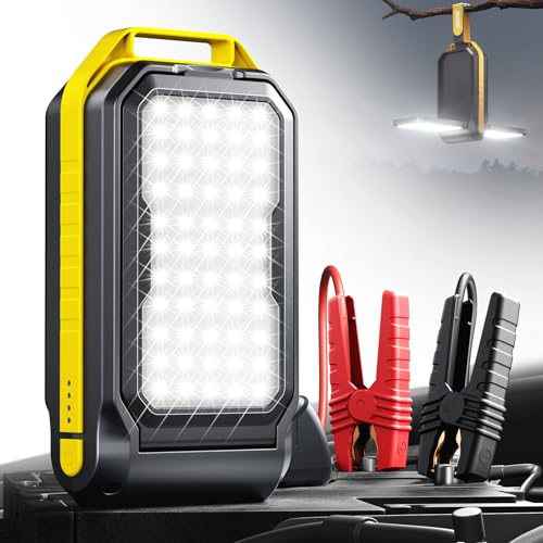 AUXITO Jump Starter: 6000A Car Portable-Battery Jumper Box with 4000LM LED Outdoor Camping Light and Power Bank Function, Up to 10.5L Gas and 10L Diesel Engines, USB Ports and Jumper Cable Included